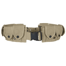 GI Style 10 Pocket Canvas Cartridge Belt - Khaki