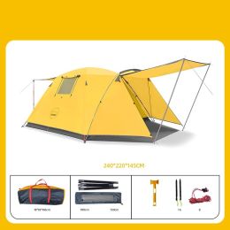 Four Person Outdoor Camping Space Folding And Thickening Tent Rain And Sun Proof Outdoor (Option: Yellow-Tent)