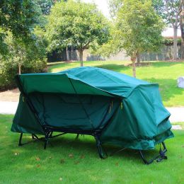 Outdoor Thickened Oxford Cloth Insulated Off Ground Tent For Two Camping And Fishing Tent (Option: Dark green-Double)